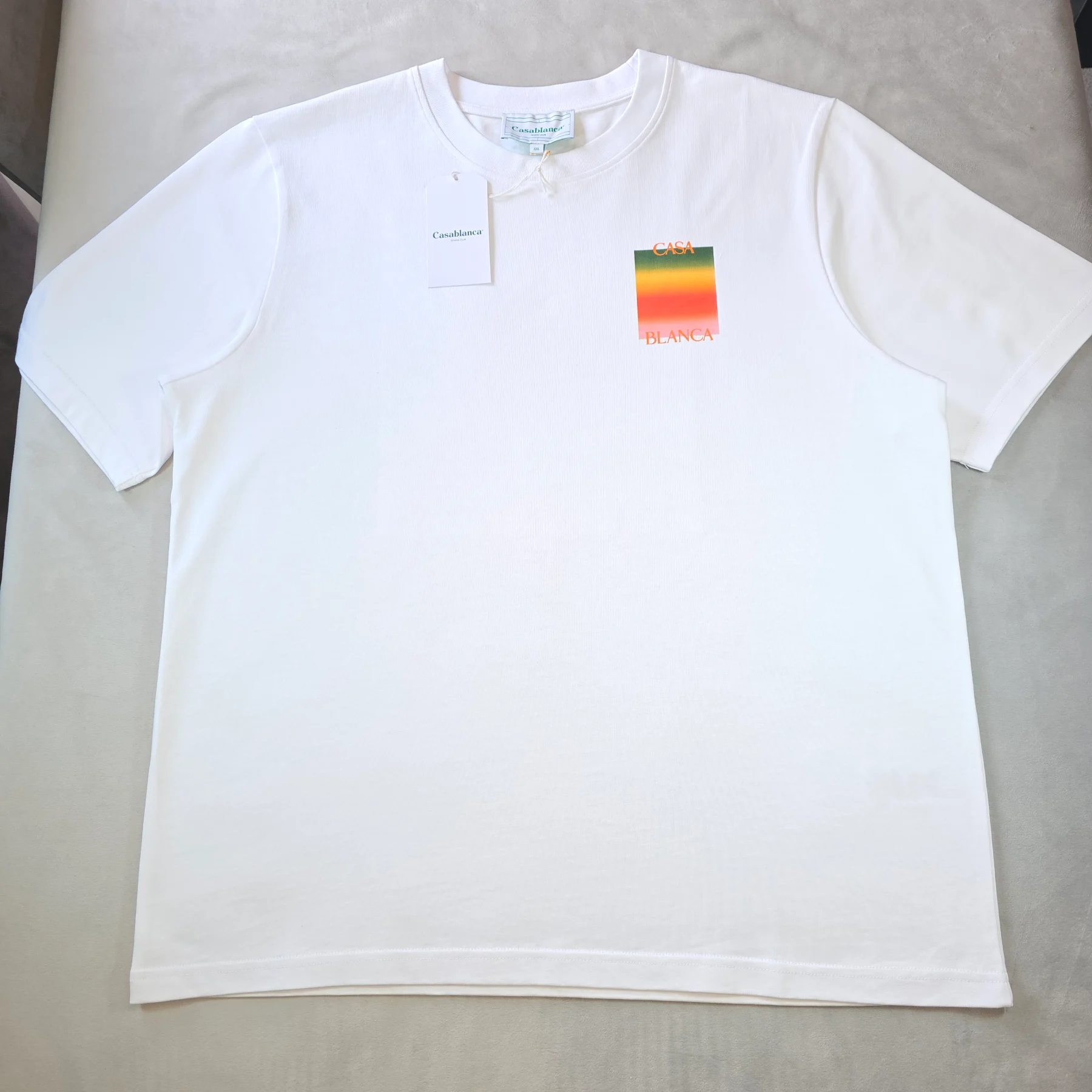 Casablanca Gradient Square Logo Printed T-SHIRT White 2XL New With Tags RRP£130.