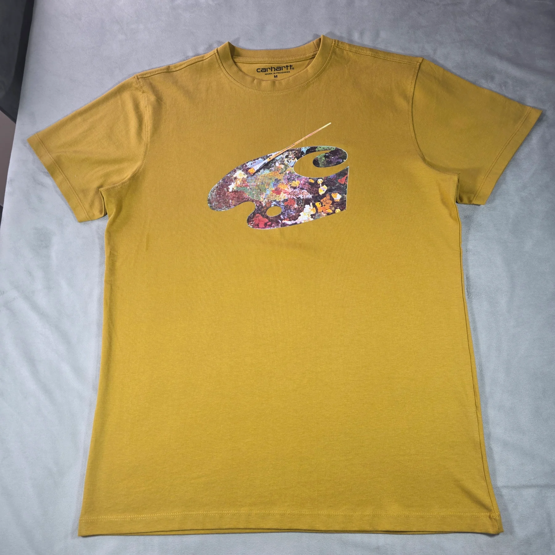Carhartt WIP Size Medium PALETTE Mustard Yellow Short Sleeve T Shirt. New Without Tags.