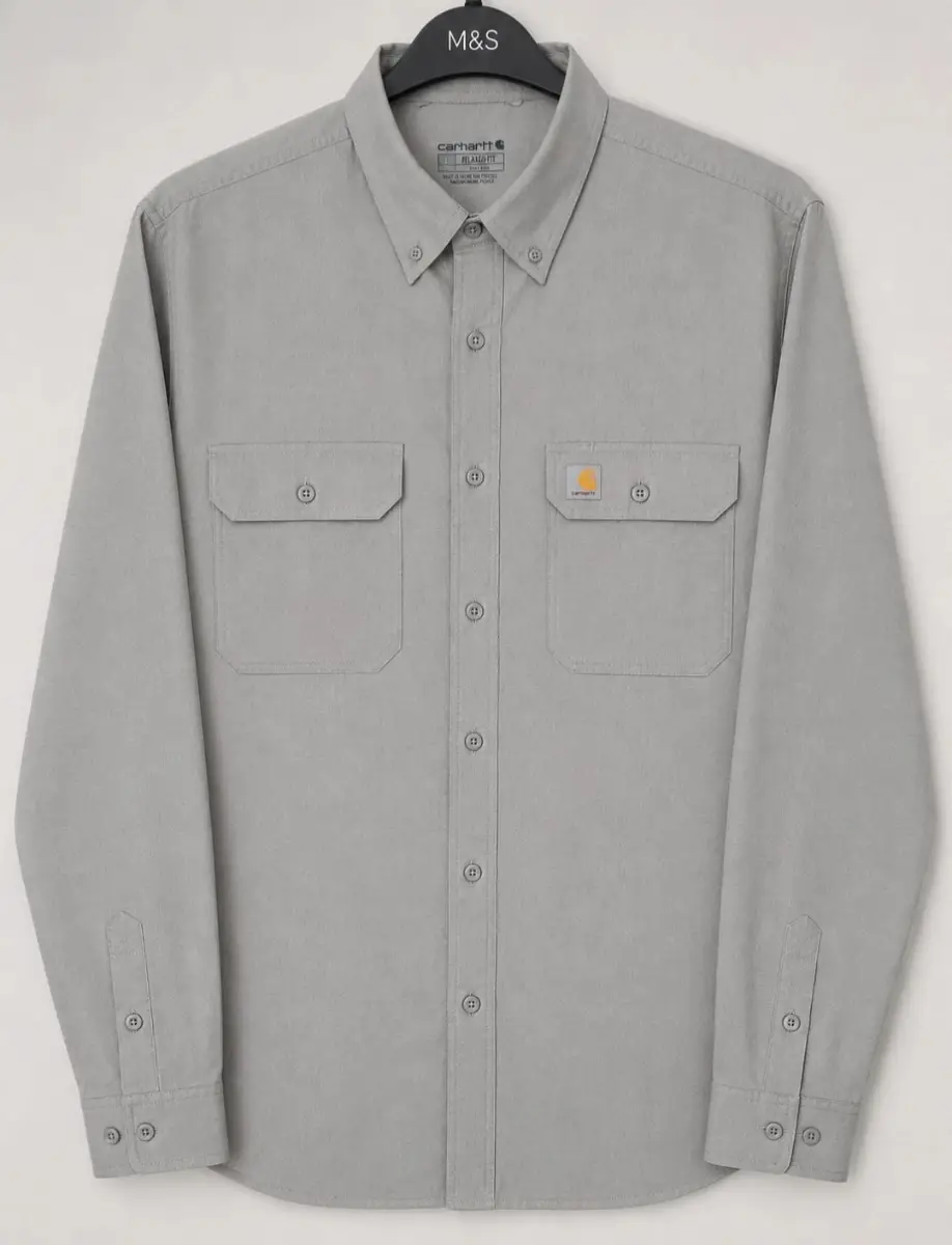 Carhartt DEADSTOCK LARGE TALL RELAXED FIT Long Sleeved Lightweight Grey Shirt