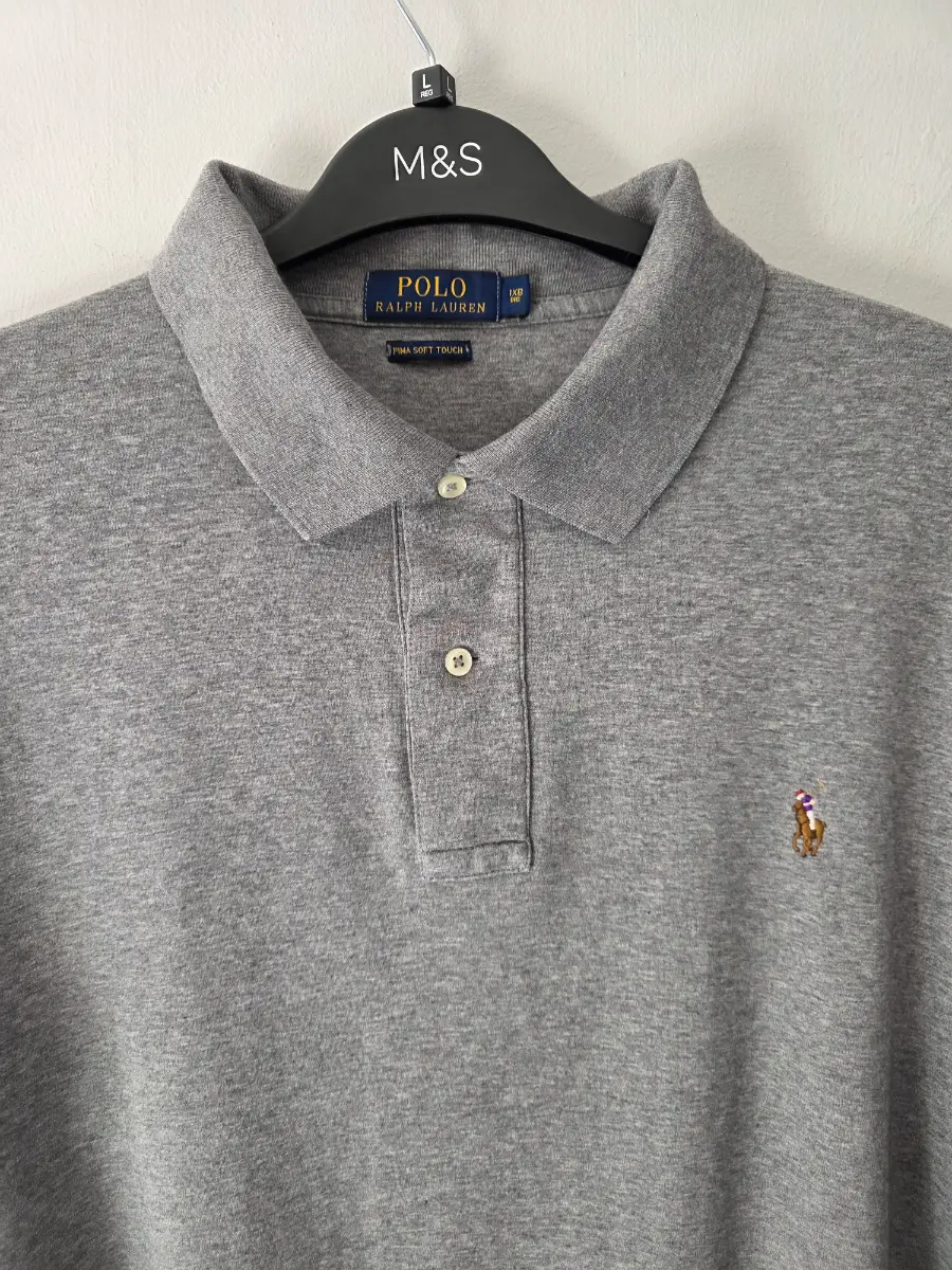 Polo Ralph Lauren Men's 1XB Grey PIMA SOFT COTTON POLO SHIRT Short Sleeve VGC.