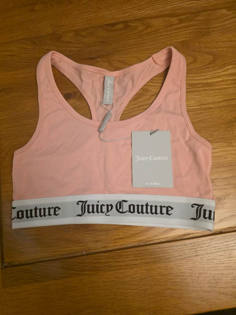 Juicy Couture Ladies XS PALE PINK Verity Cotton Sports Bra NEW WITH TAGS