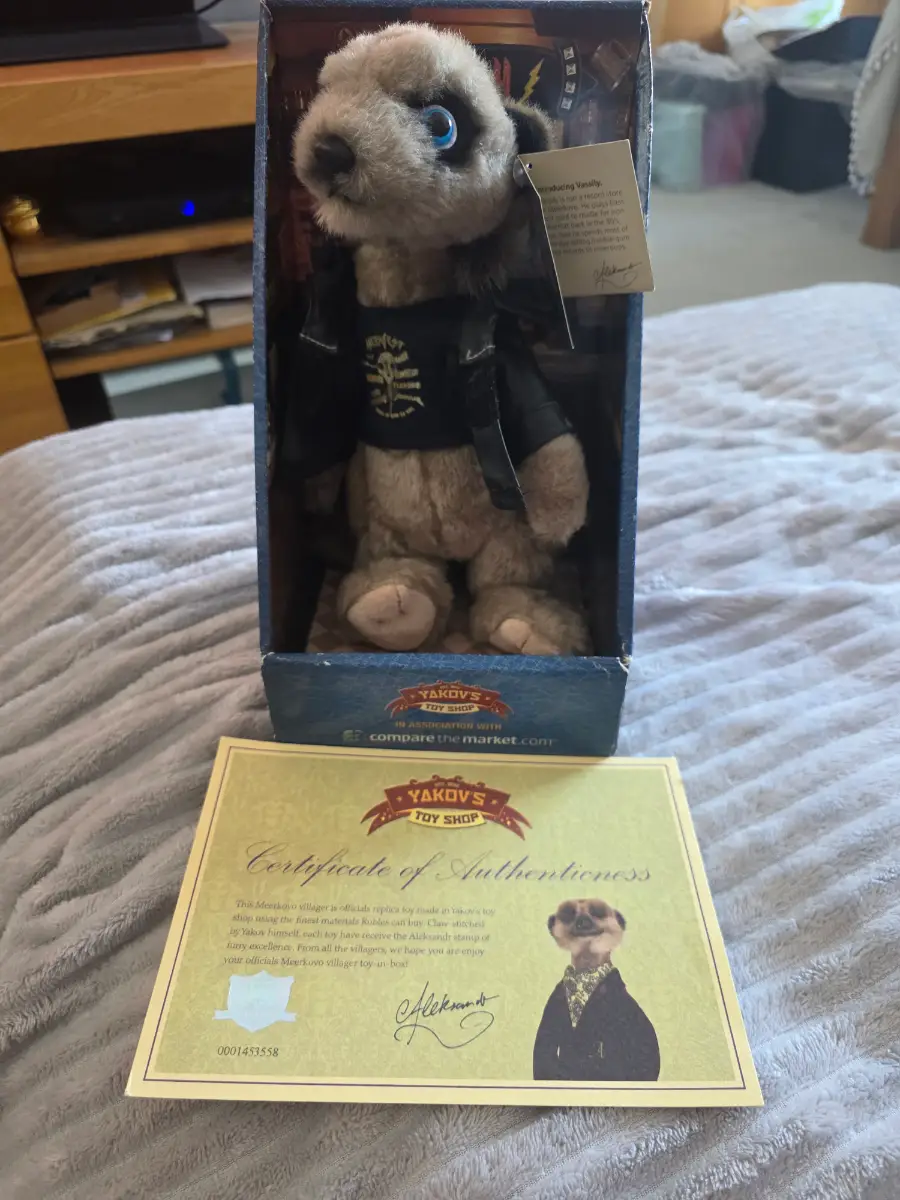 Compare the Meerkat Collectable Stuufed Toy. Vassily