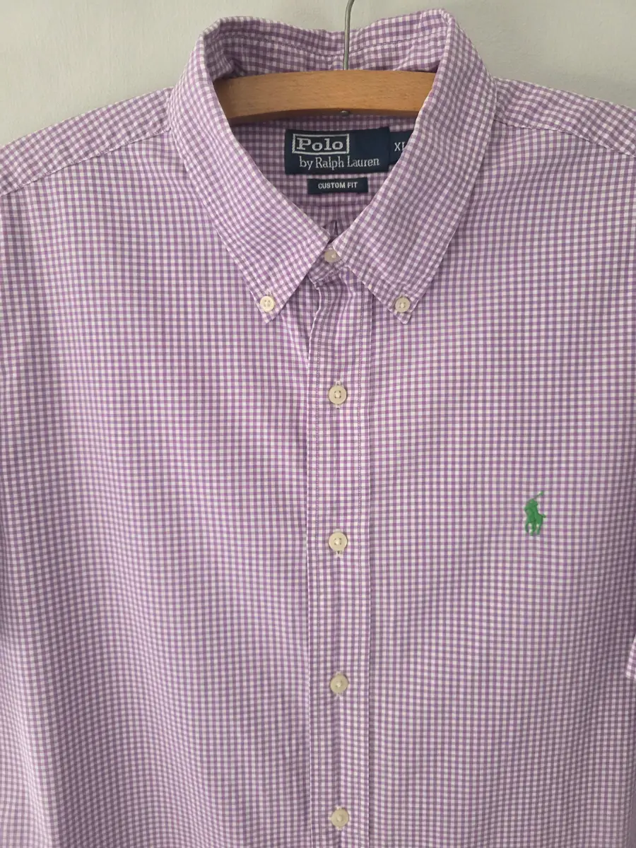 Polo Ralph Lauren Men's Purple Check Short Sleeved Shirt Size XL Classic Fit.