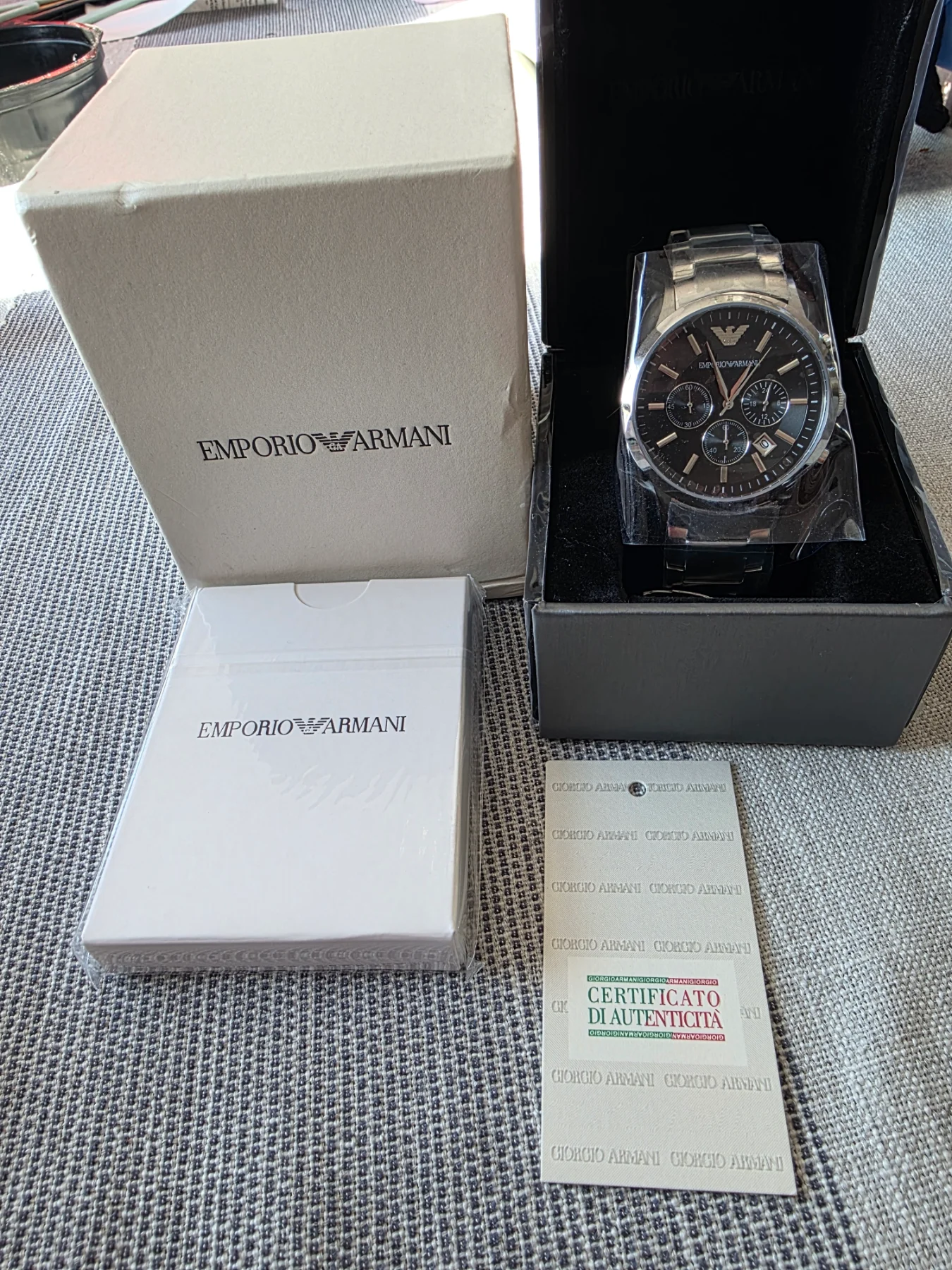 Emporio Armani AR2434 Men's Classic Chronograph Black Dial Stainless Steel Watch
