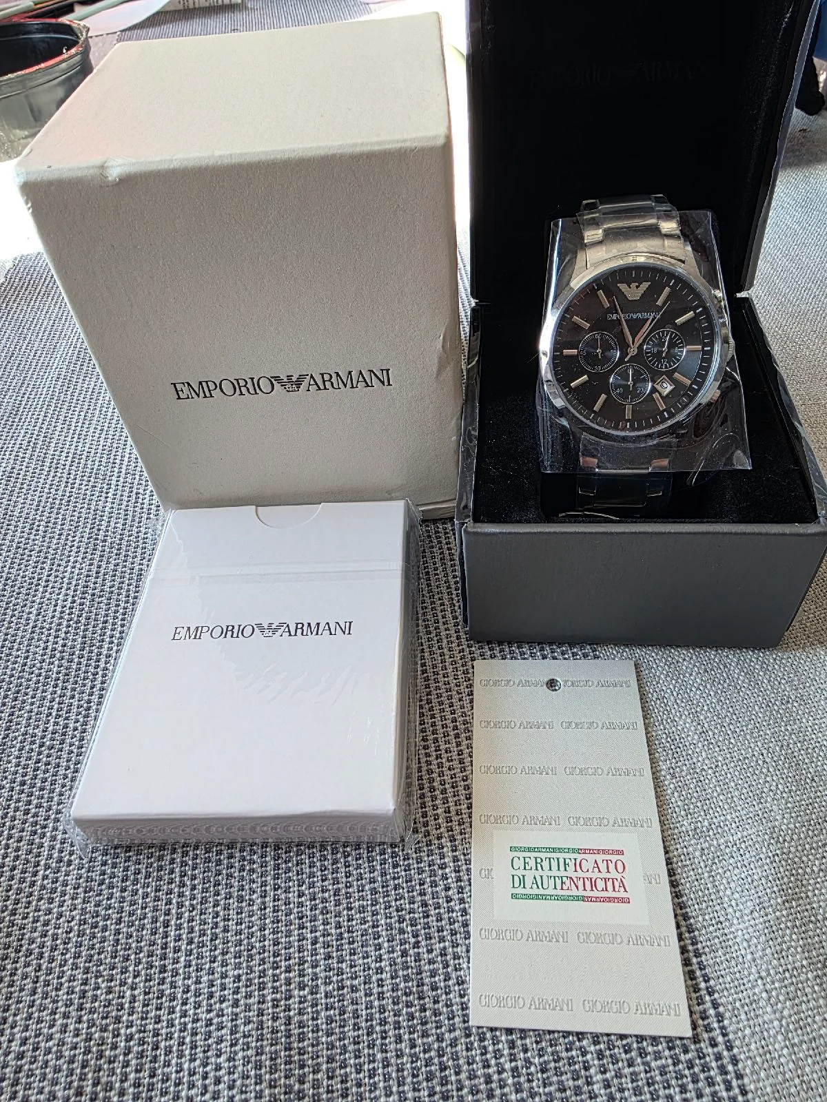 Emporio Armani AR2434 Men's Classic Chronograph Black Dial Stainless Steel Watch.