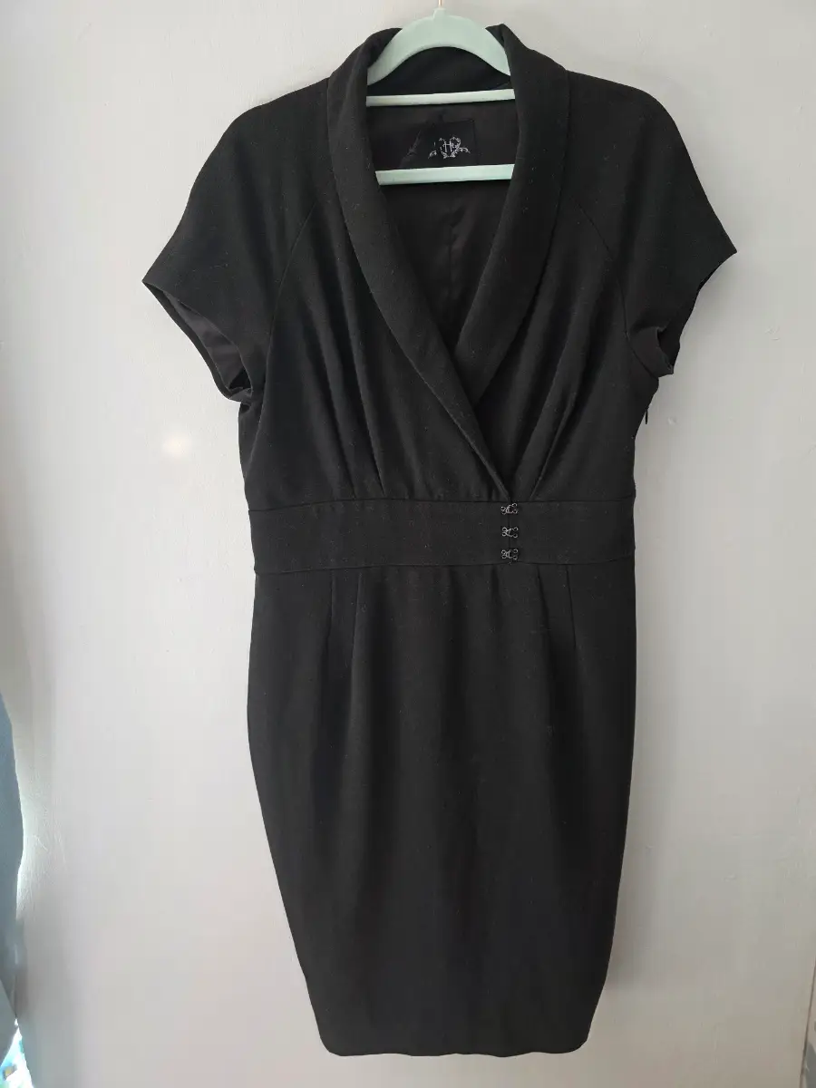 Holly Willoughby Women's Black Dress Size 14 Polyester Bodycon Midi Dress.