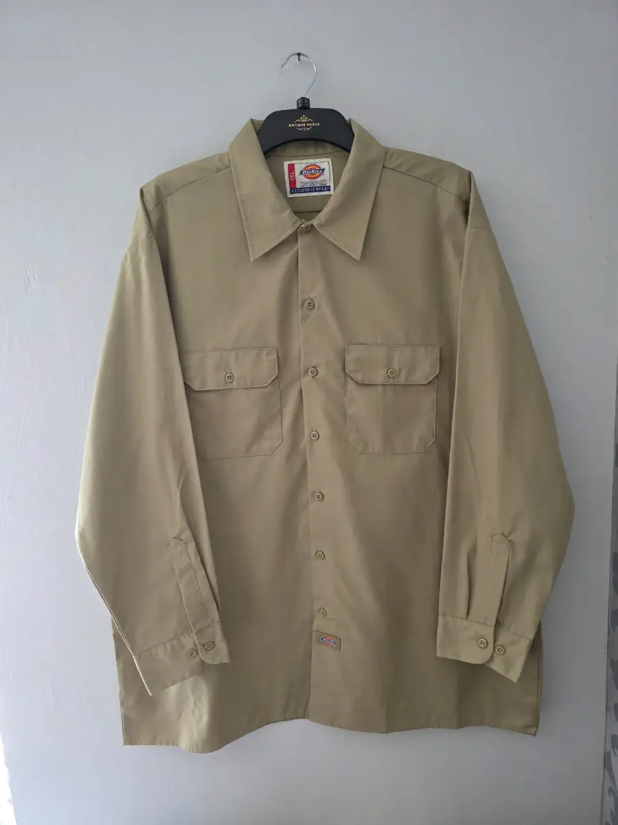 Dickies Men's Worker Shirt Beige Long Sleeve 2XL.  Brand New Without Tags.