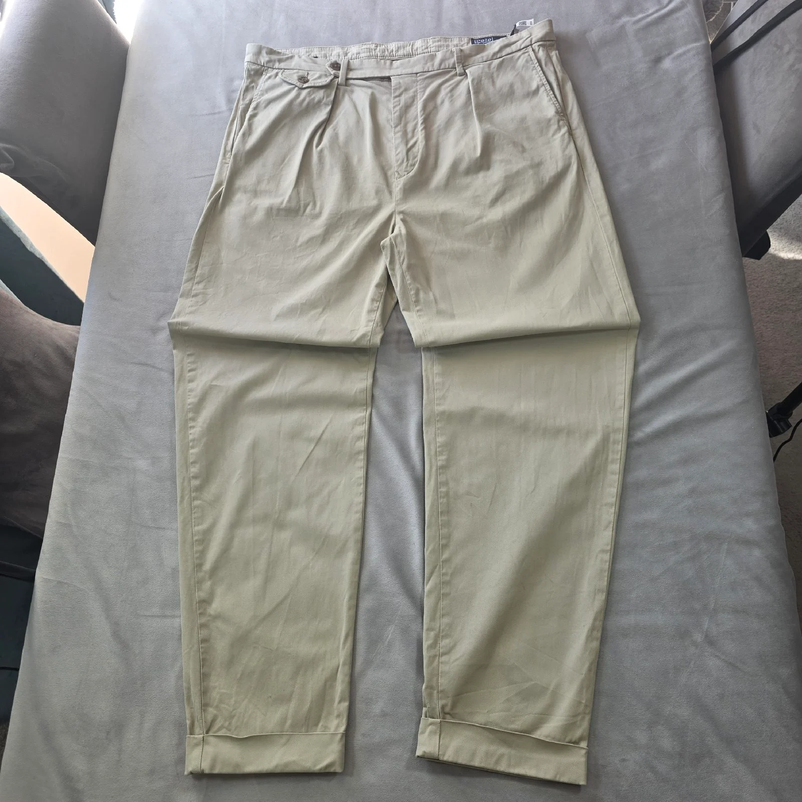 Polo Ralph Lauren Men's BEIGE 38x30 MICRO HONEYCOMB WEAVE Chino Trousers VGC