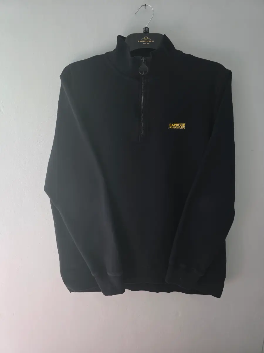 Barbour International Mens XL Black Quarter Zip Sweatshirt. Good Condition