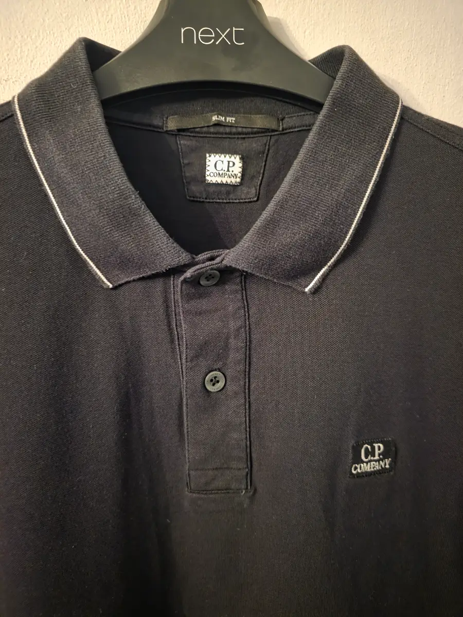 CP Company Mens Small BLACK Short Sleeved Polo Shirt. 100% Cotton Excellent Condition