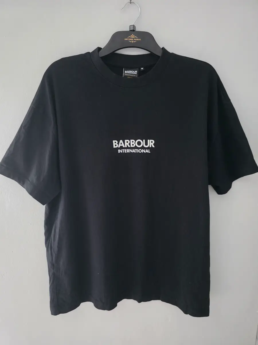Barbour International Mens Medium Oversized Fit Black T-Shirt. New Without Tags