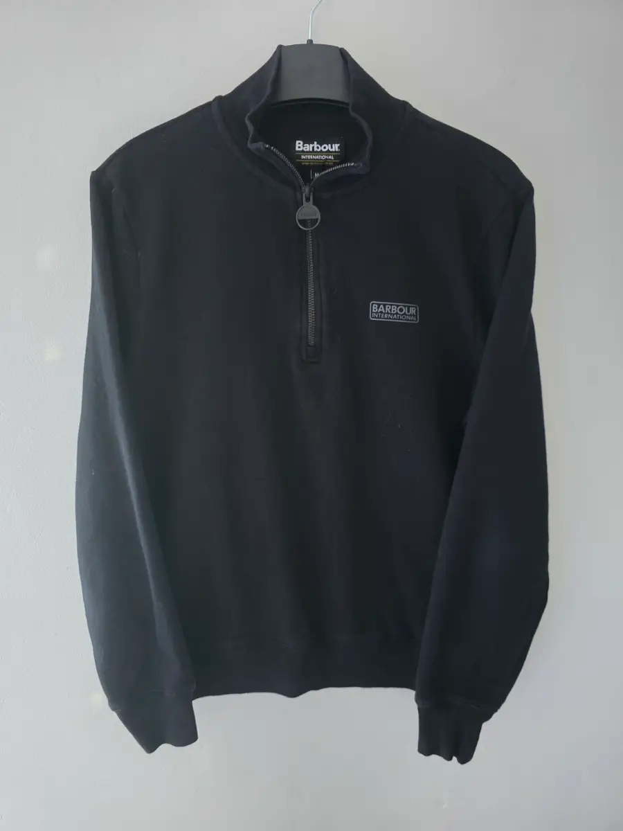 Barbour International Mens Medium Black Quarter Zip Sweatshirt. Excellent Condition.