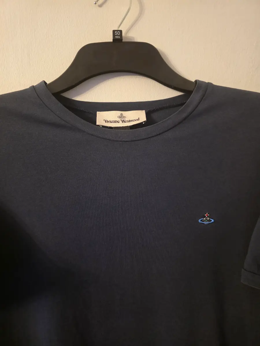 Vivienne Westwood Men's Large Dark BLUE T-Shirt 100% Cotton Excellent Condition.