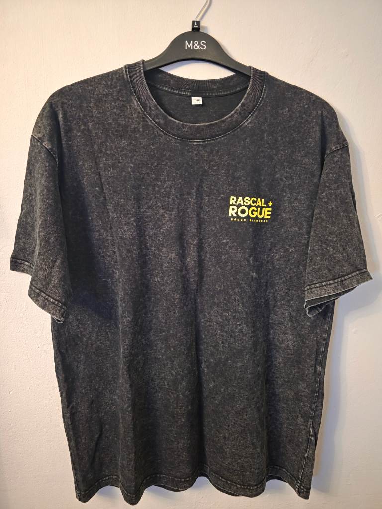 Rascal + Rogue Rough Diamond Size L Men's Short Sleeve T-Shirt Charcoal. New