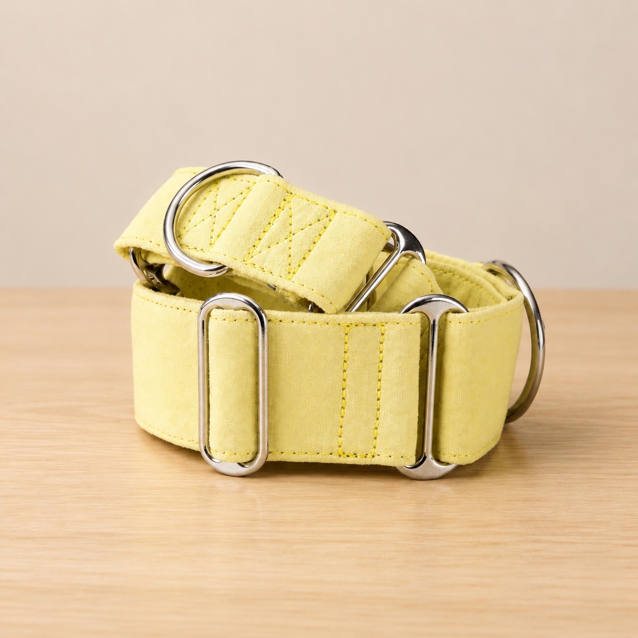 Medium yellow martingale dog collar