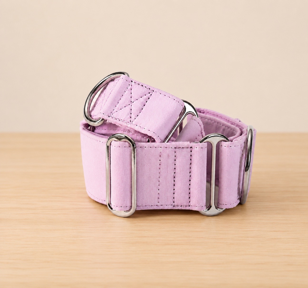 Medium pink martingale dog collar