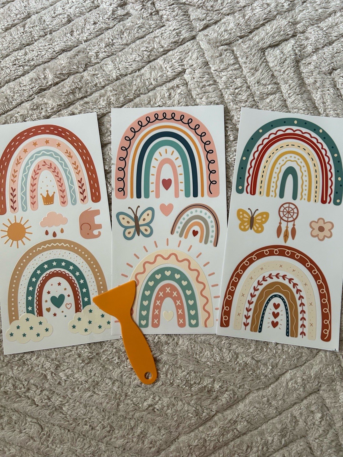 Bohemian Rainbow Rub On Transfer Sticker Decals