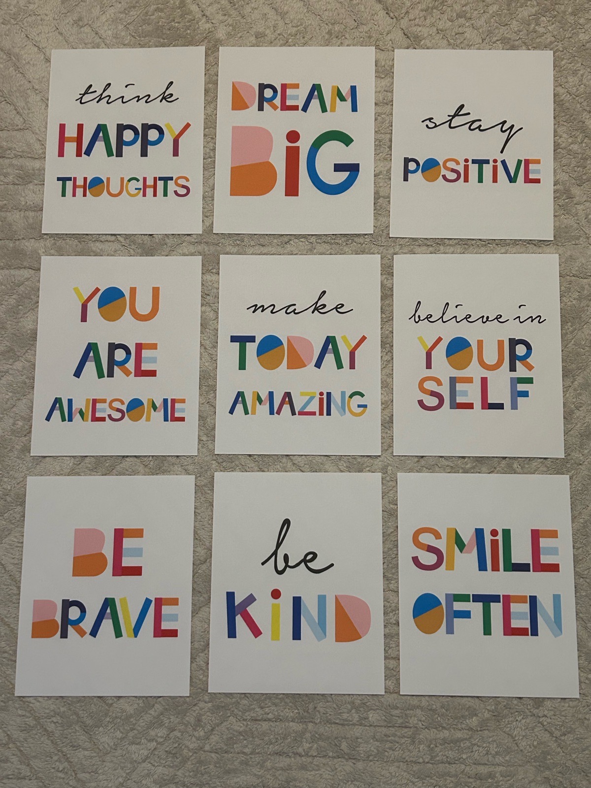 Set of 9 Inspirational Canvas Print Wall Art Posters 8×10"
