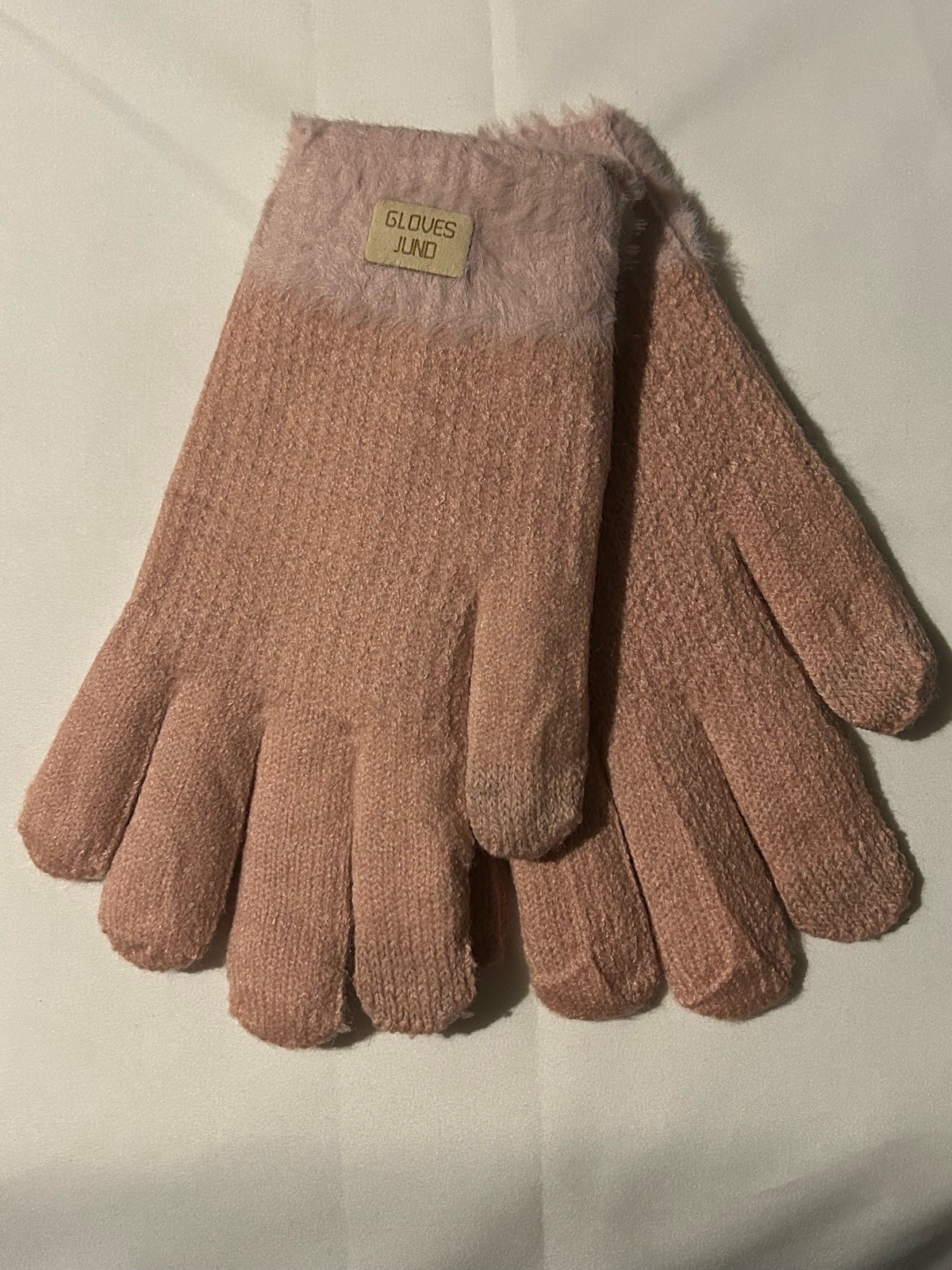 Women's One Size Long Knit Winter Gloves Pink Fleece Lined Touchscreen Ready
