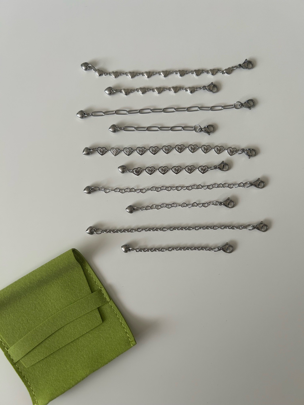 Stainless Steel Necklace Extenders x 10 2 Different Sizes