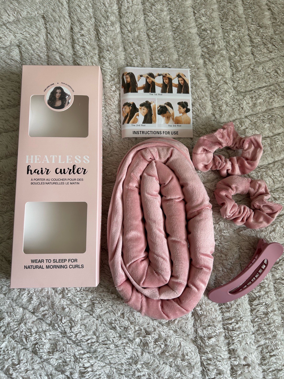 Heatless Hair Curler Set Pink