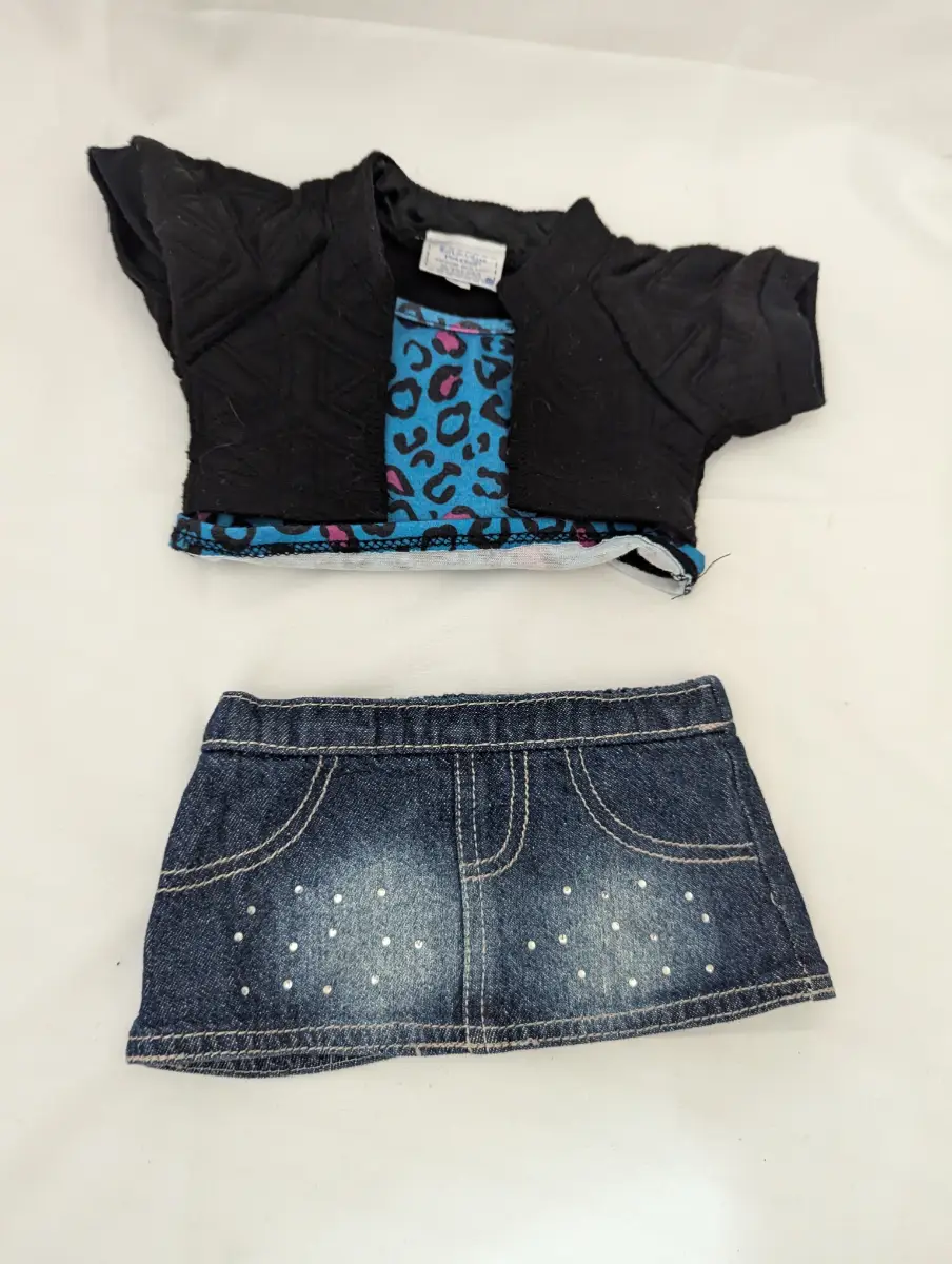 Build-A-Bear Top Dark Denim Skirt Outfit soft plush toy