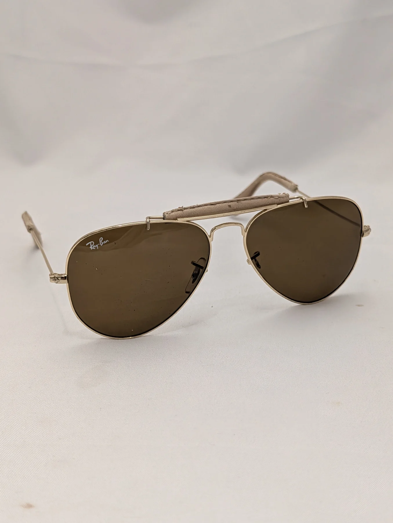 Ray-Ban Outdoorsman Craft RB3422Q Leather/Gold Frames Gradient Brown Lens 58mm