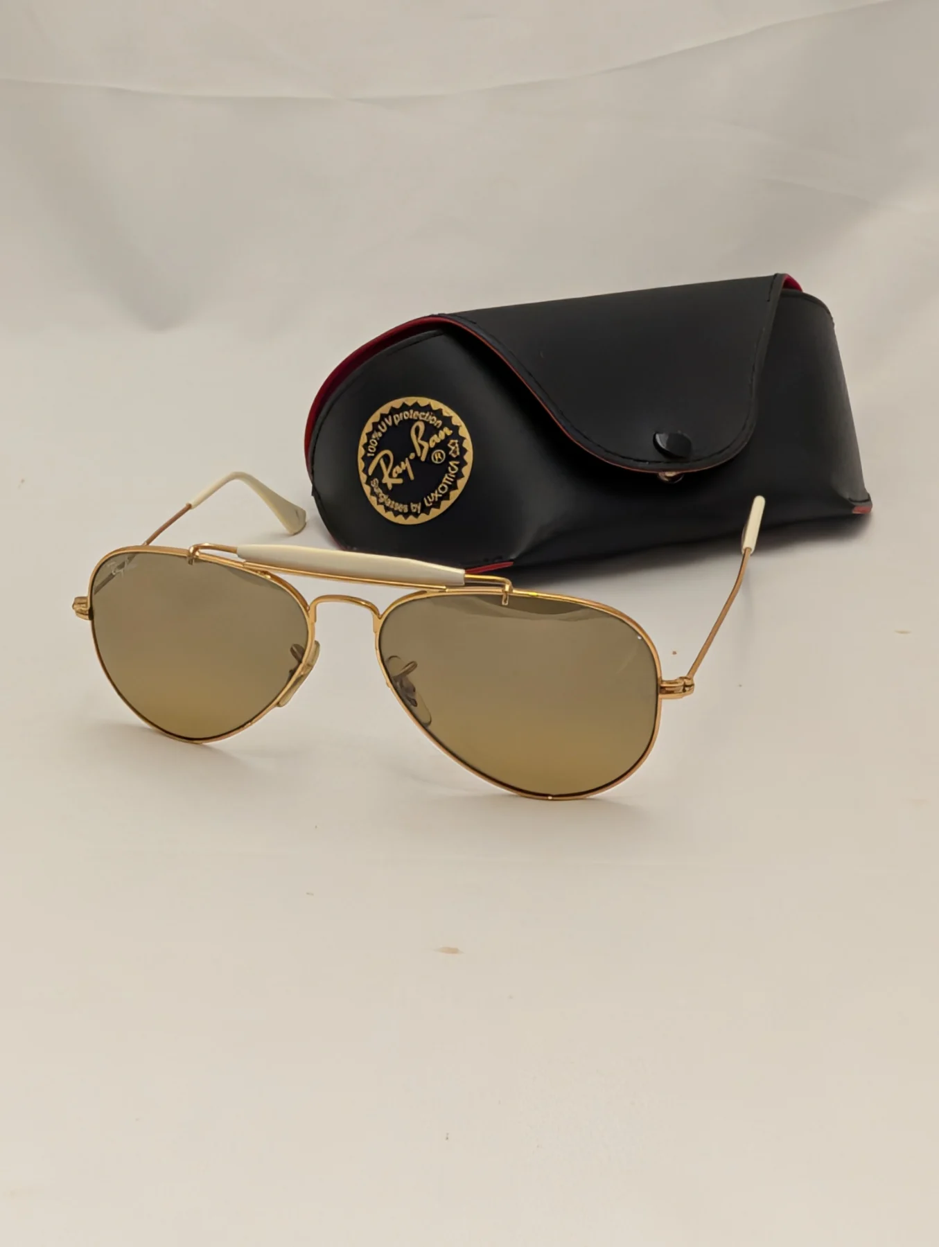 Ray-Ban Outdoorsman II RB3407 001/3K 58mm Arista Gold White Aviator Case