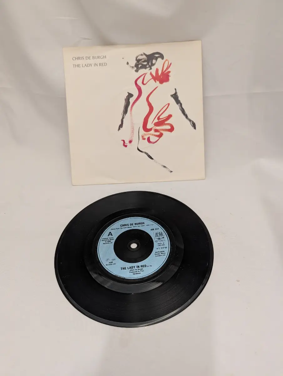 Lady in Red 7" Vintage Vinyl Chris De Burgh Record Retro 1980s Pop Classic 1986
