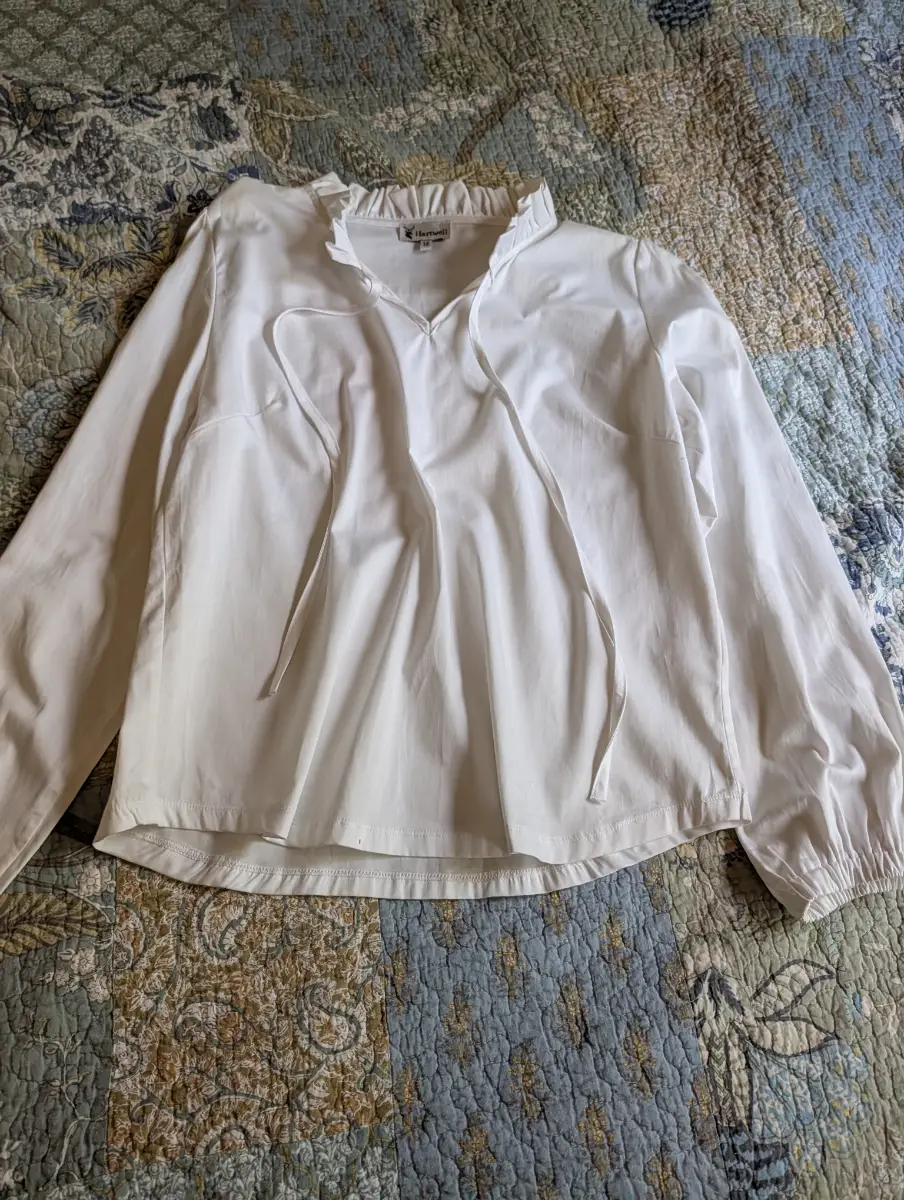 Hartwell Grace Blouse uk 14 white frilled collar countrywear loose fit