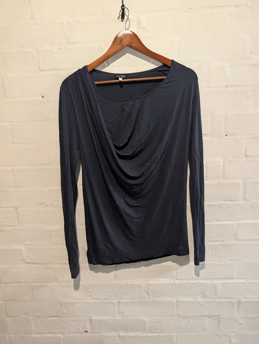Armani Jeans Women’s Top uk 12 eu 40 navy blue long sleeve