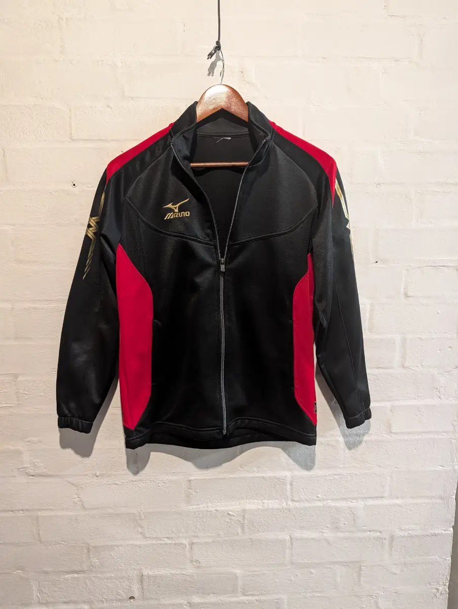 Mizuno full trip tracksuit top jacket quickdry plus XL black gold red