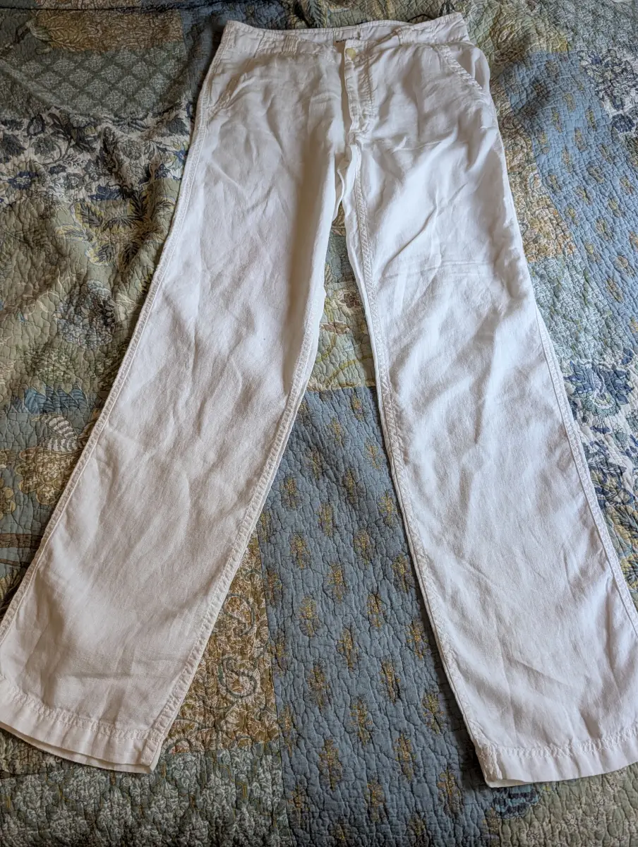 Blanc Bleu Linen trousers white size 42 palazzo wide leg summer pants