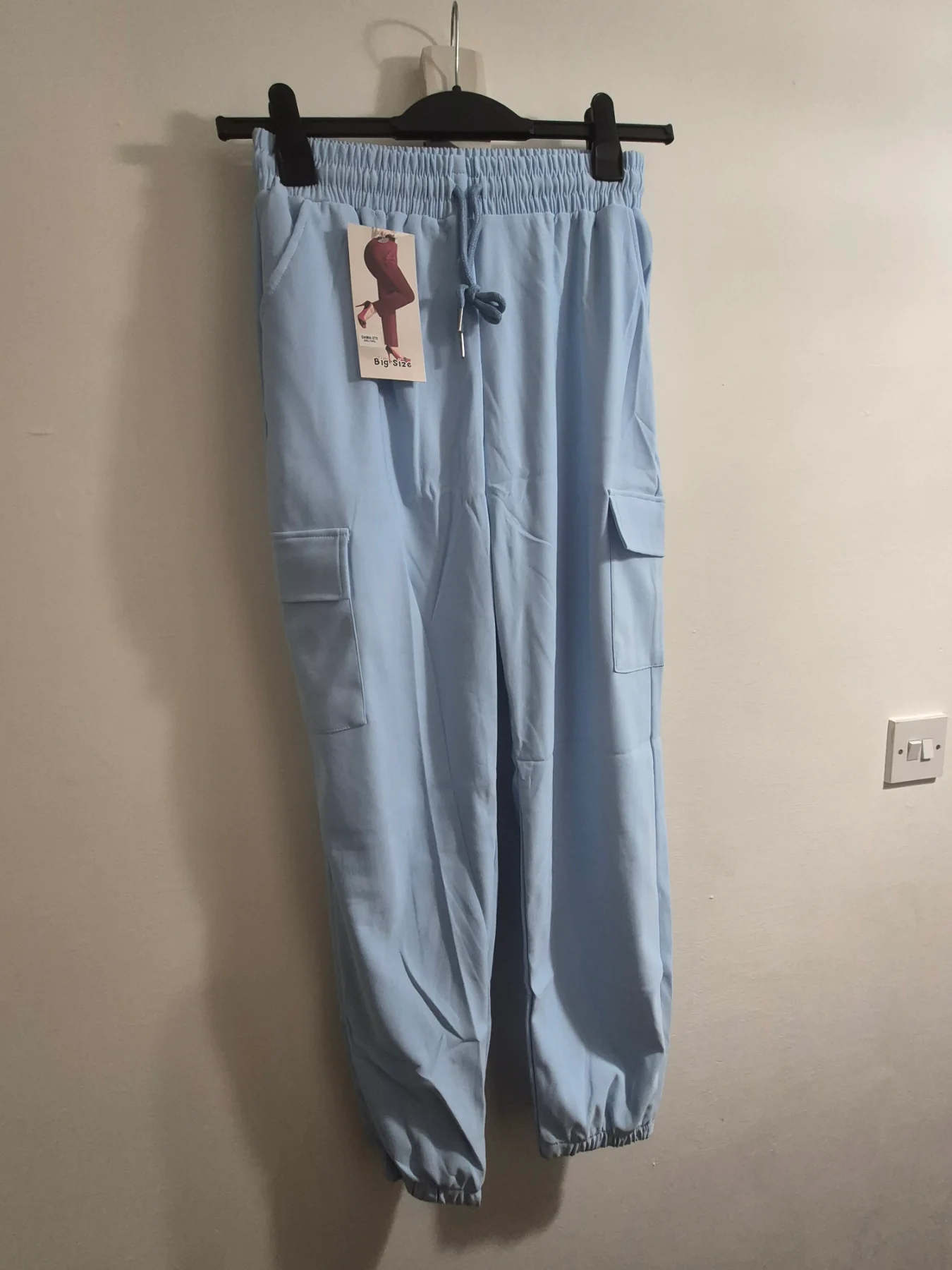 Blue cargo style pants