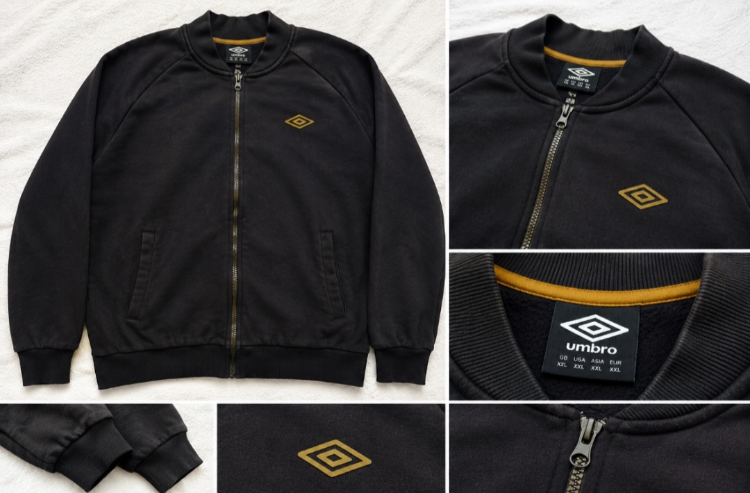 Umbro Black Bomber Jacket XXL Full Zip Casual Sportswear Track Top