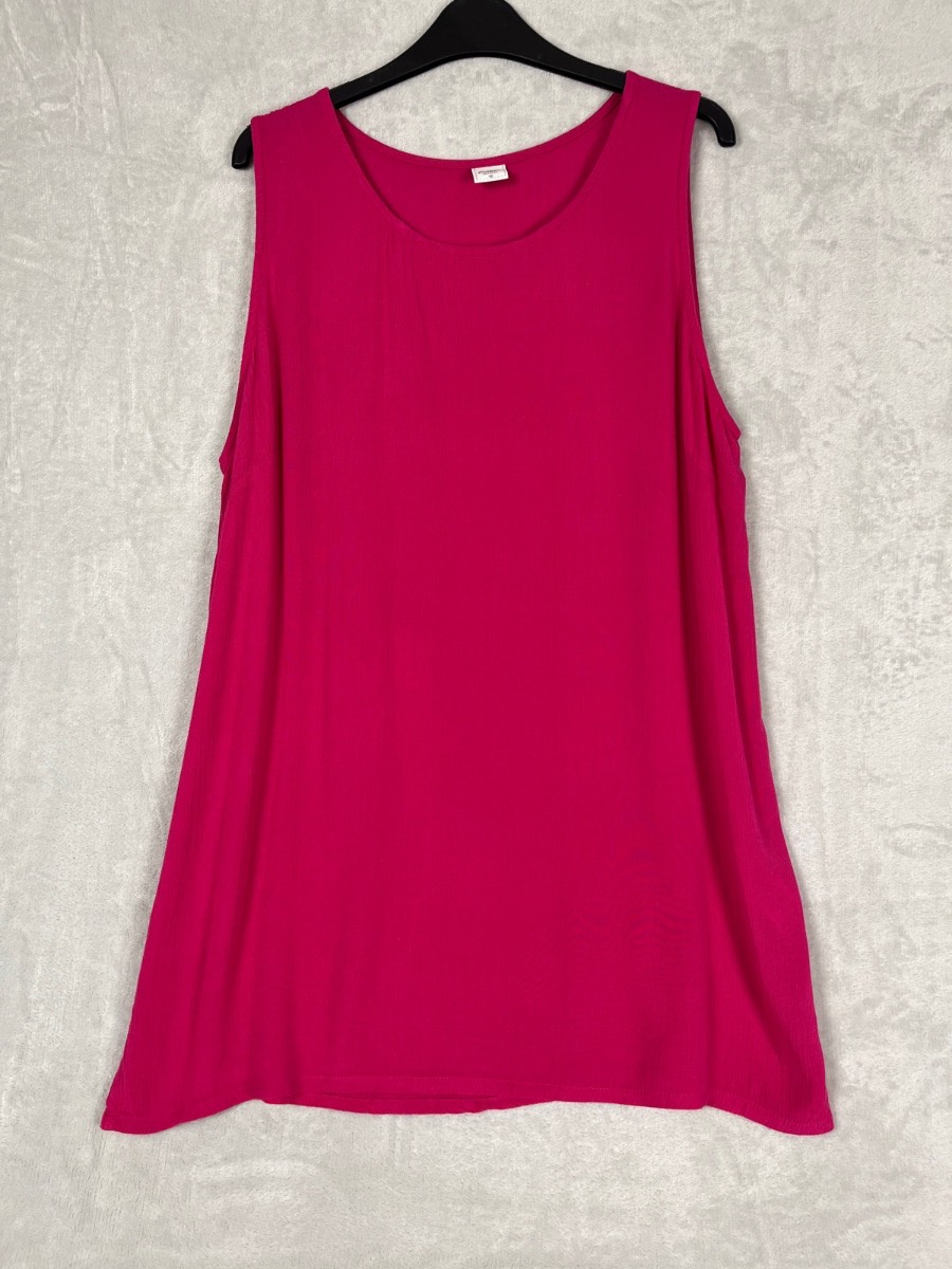Cotton Traders Size 16 Hot Pink Viscose Crinkle Sleeveless Vest Top Lightweight Summer