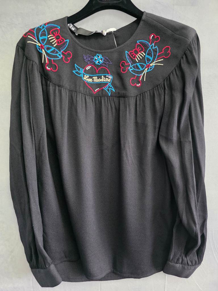 Love Moschino embroided heart top size 6 UK