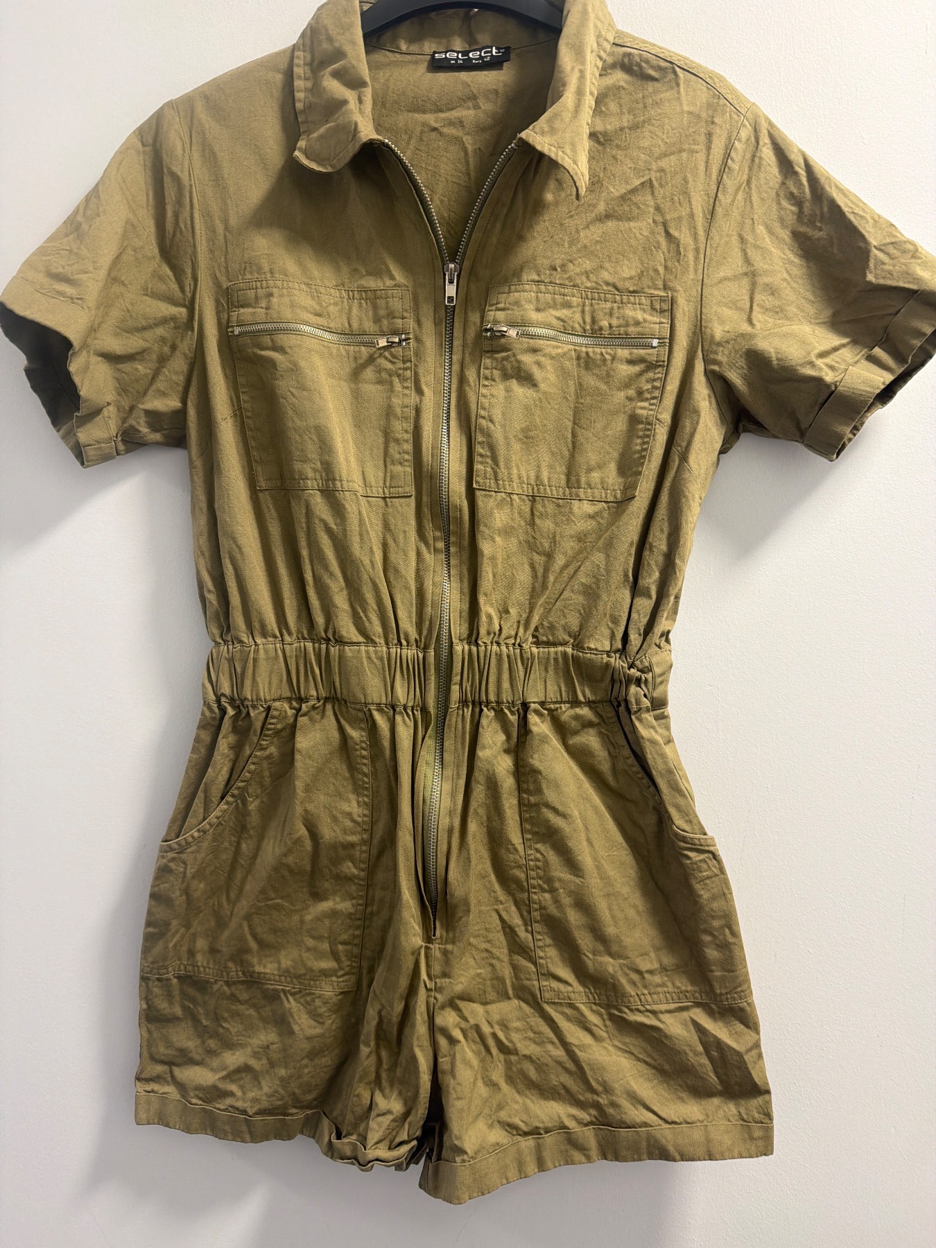 Select Cotton Khaki Playsuit Uk 14