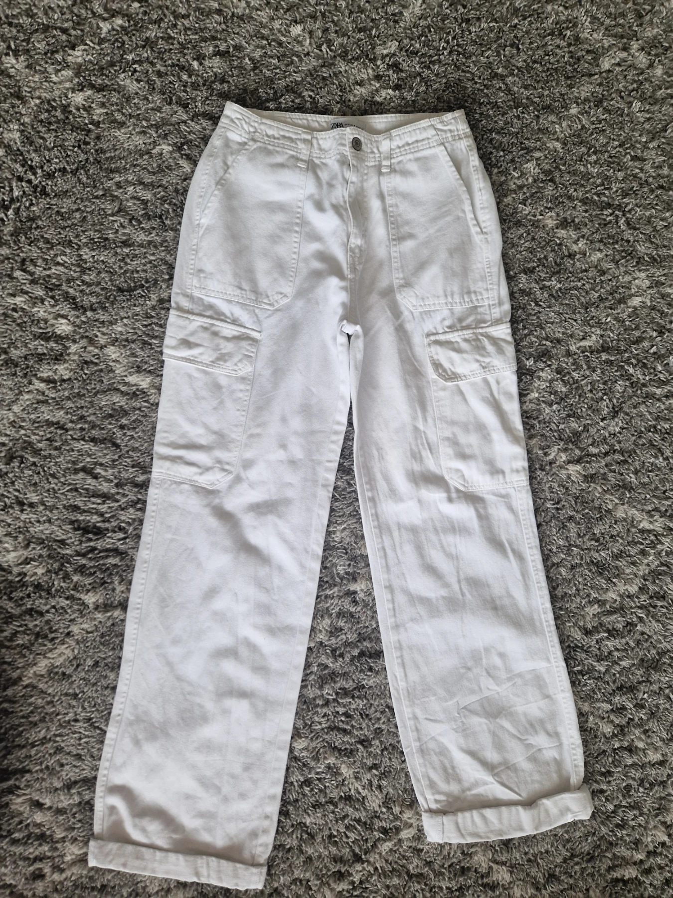 White cargo style zara trousers