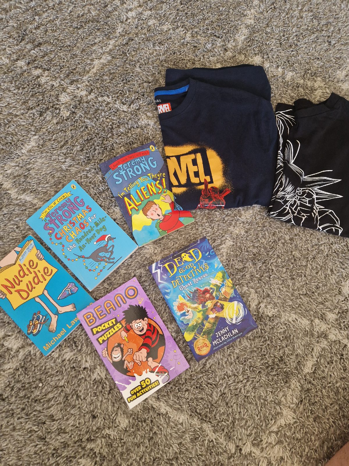 Boys t.shirts and books