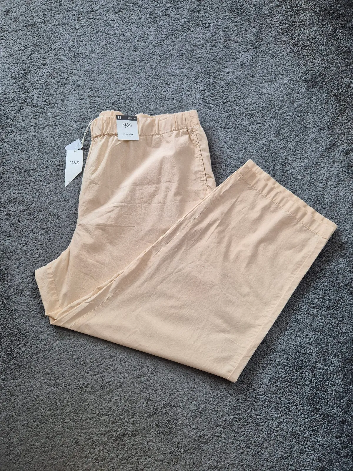 Women's M&S Beige Straight Leg Lightweight Trousers size 22 Brand New