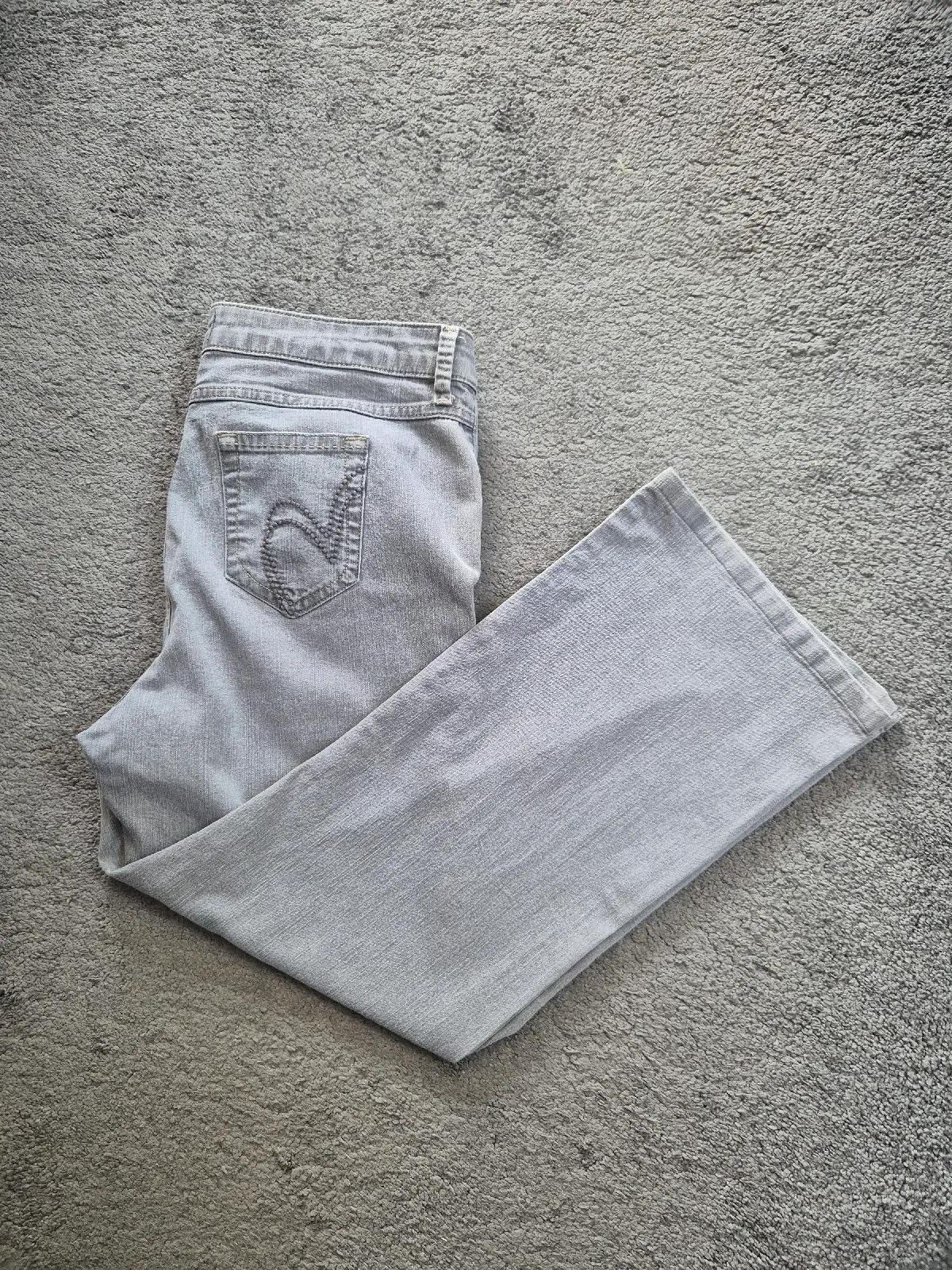 Women's Per Una Grey Straight Stretch Denim Jeans Size UK 18 Short
