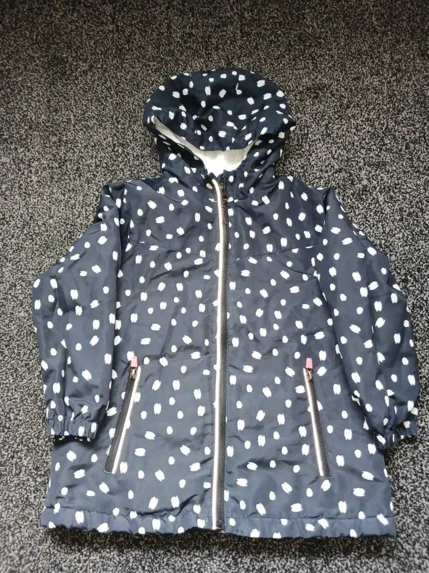 F&F Girls Black Polka Dot Hooded  raincoat.