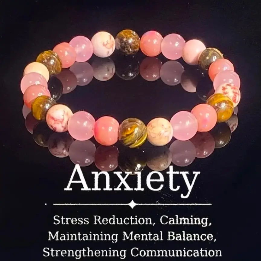 Ametrine Crystal Healing Gemstone Beaded Bracelet for Anxiety Stress Relief.