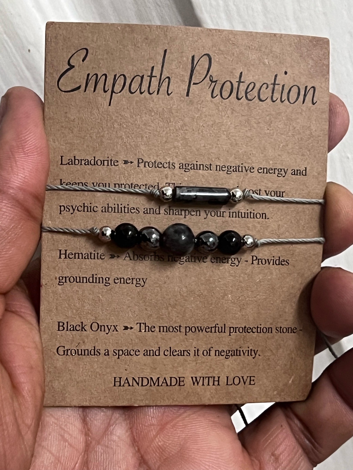 Handmade onxy stone bracelet set protection negative energy