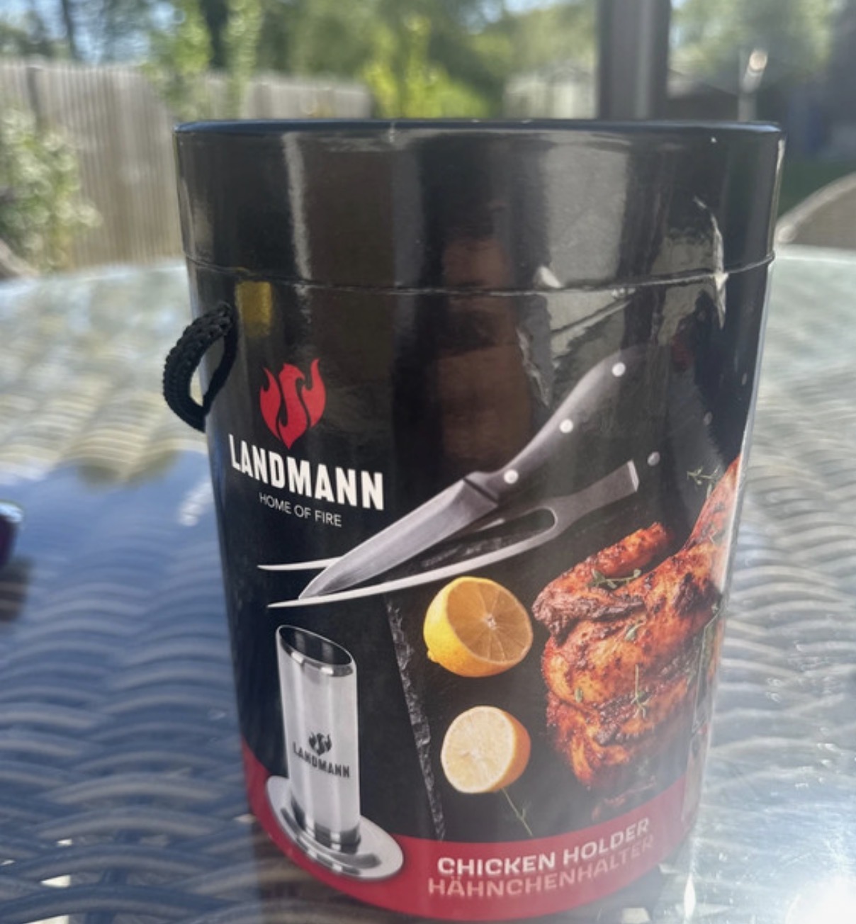 Landmann chicken holder for BBQ and oven