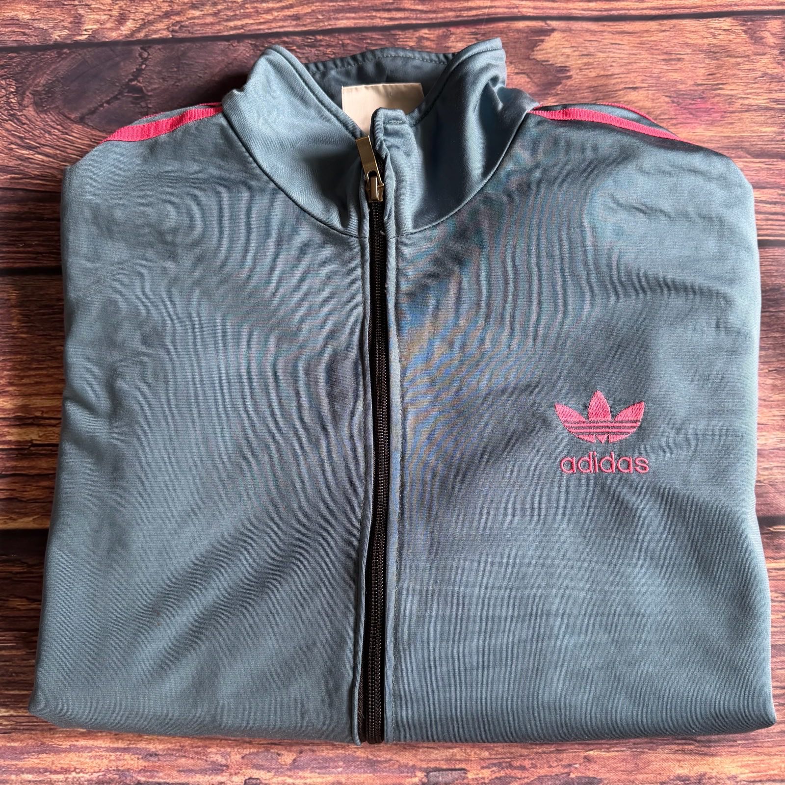 Vintage 90s Adidas Originals Trefoil Track Jacket Turquoise Blue Men’s Large