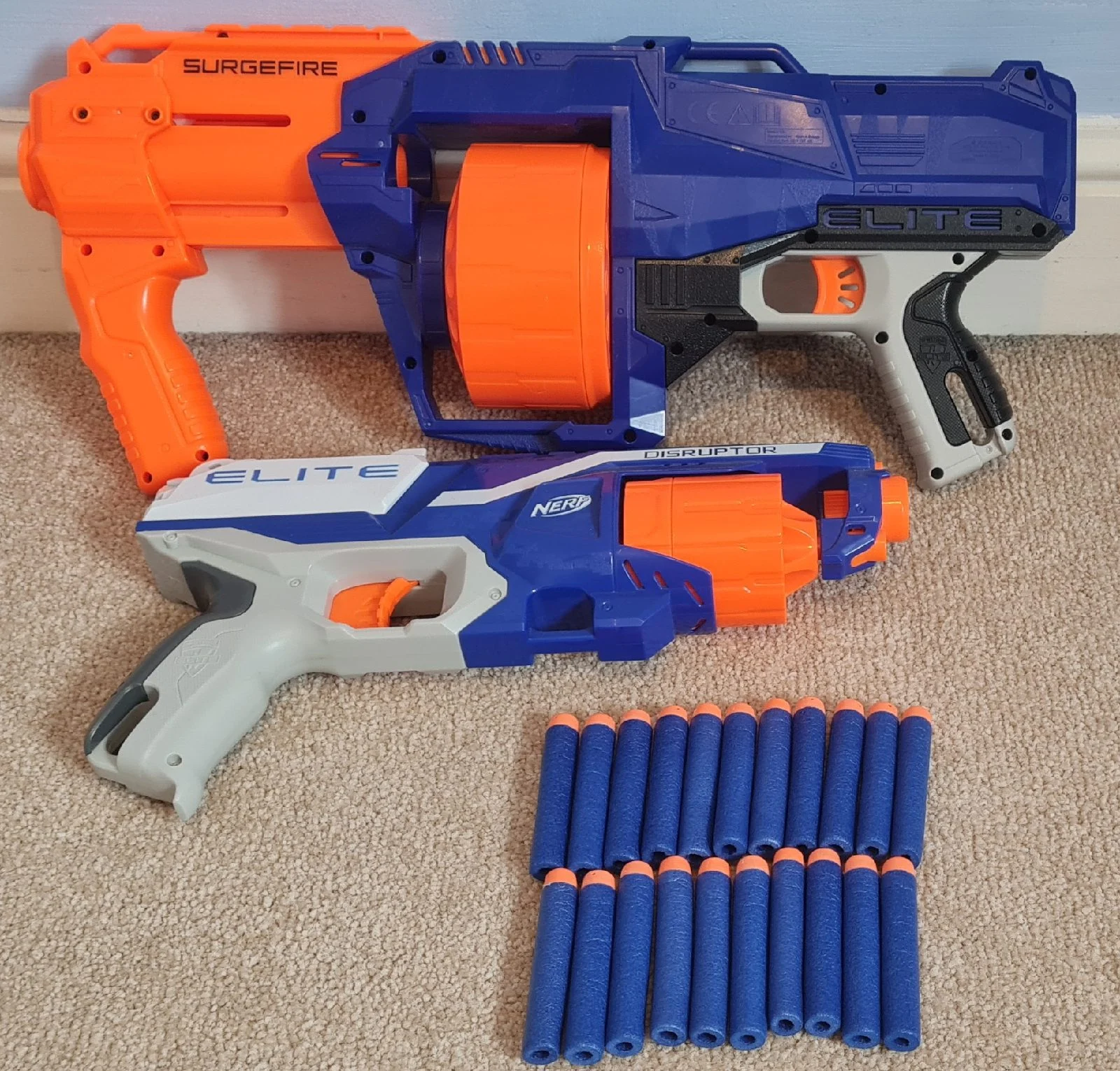 Nerf Surgefire and Disruptor with darts