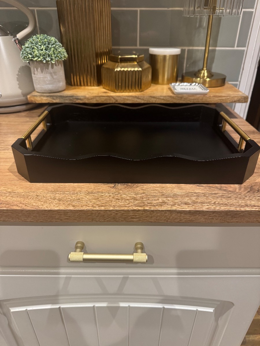 Bamboo wooden tray with gold handles