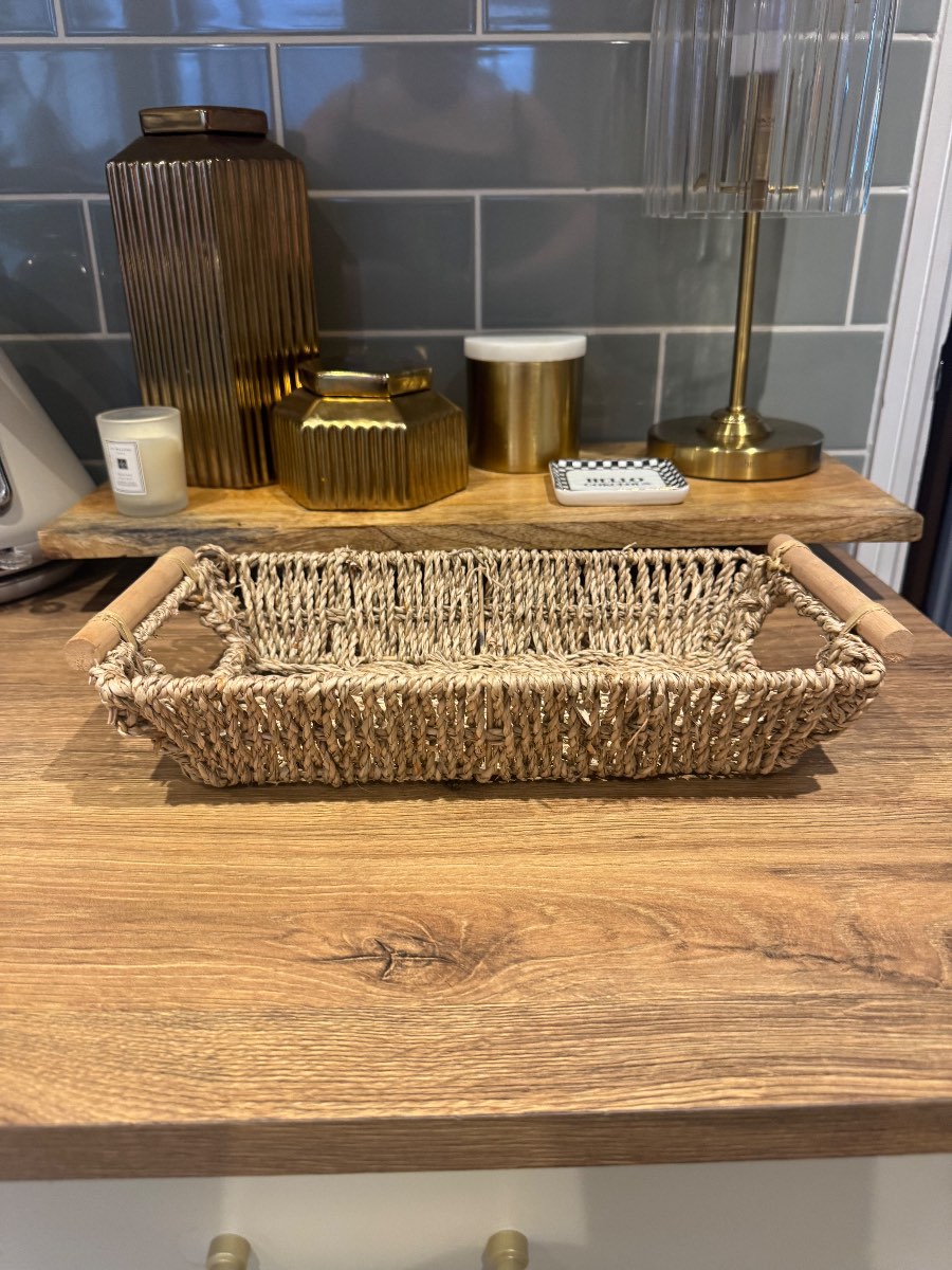 Straw wooden basket like new